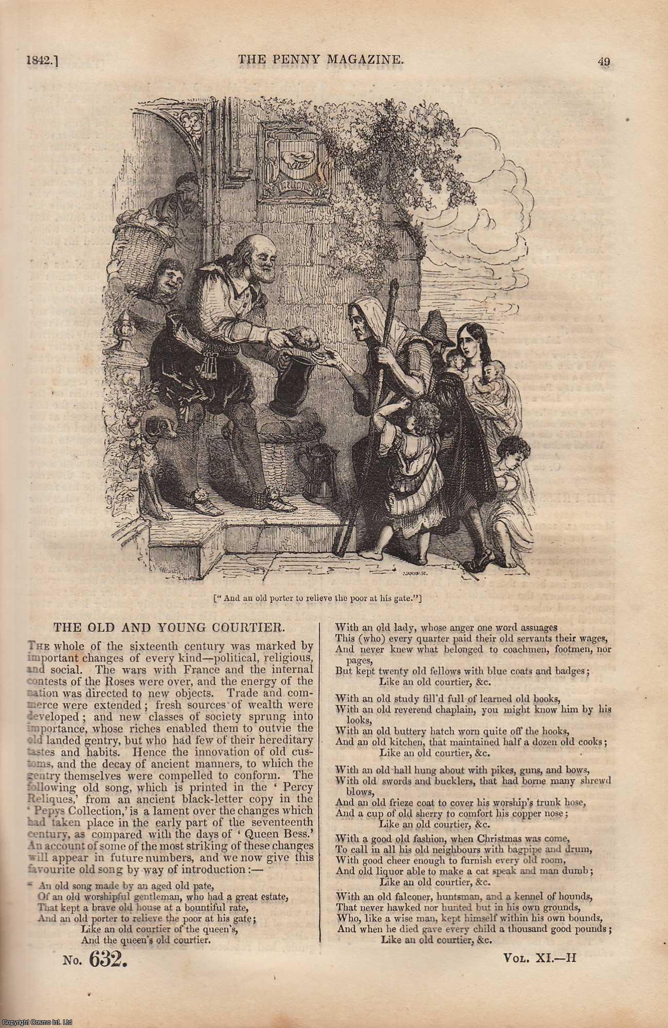 ---. - The Old and Young Courtier (a poem); The Pressure of Air, in Relation to The Human Body; Cattle-Shows (Smithfield Cattle club); Peculiarities Respecting The Growth of Fishes, etc. Issue No. 632, 1842. A complete rare weekly issue of the Penny Magazine, 1842.