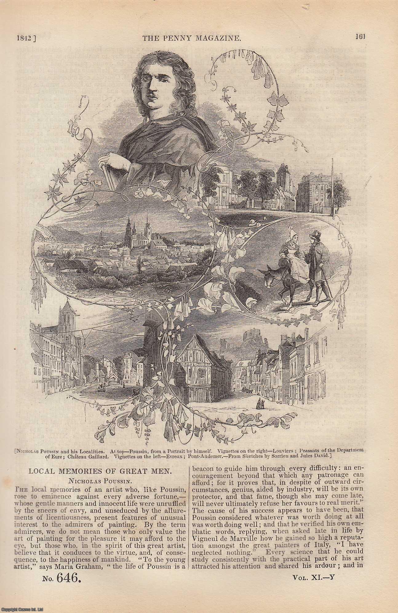 ---. - Nicholas Poussin (painter); The Ganges (river in India); The Temple of Diana at Ephesus, etc. Issue No. 646, 1842. A complete rare weekly issue of the Penny Magazine, 1842.