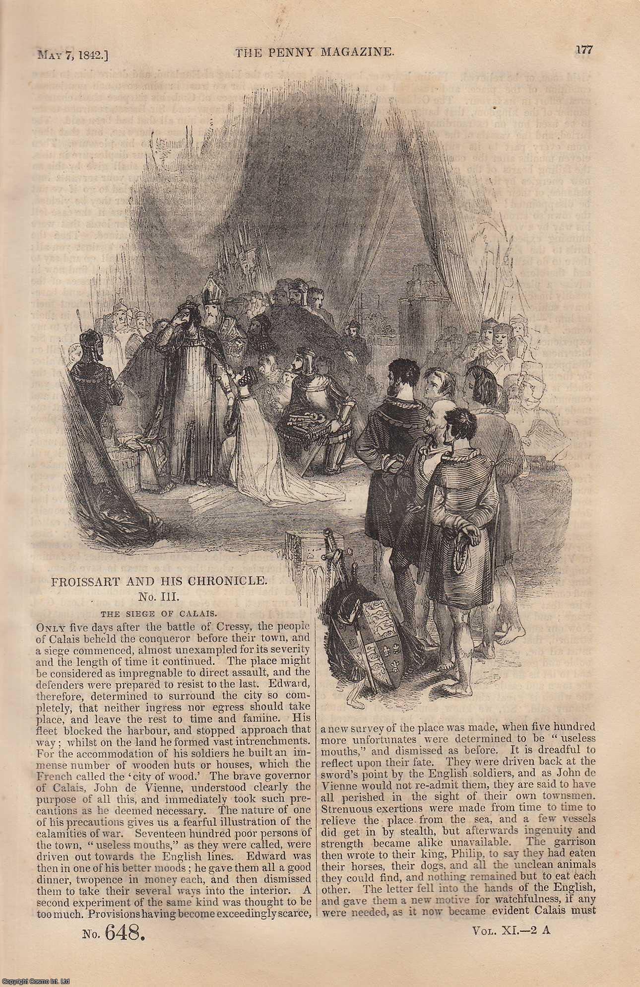 ---. - The Siege of Calais; Strawberry Hill, London, etc. Issue No. 648, 1842. A complete rare weekly issue of the Penny Magazine, 1842.