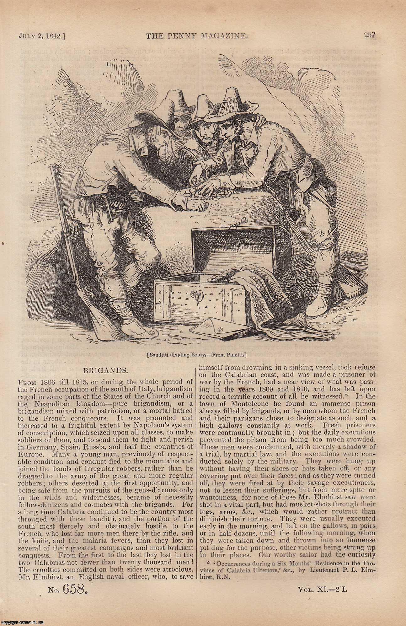 ---. - Modern Brigands (part 3); Domestic Conservatories For Plants; The Oak Tree (part 1) (Quercus Sessiliflora); Delabole Slate-Quarries, etc. Issue No. 658, 1842. A complete rare weekly issue of the Penny Magazine, 1842.