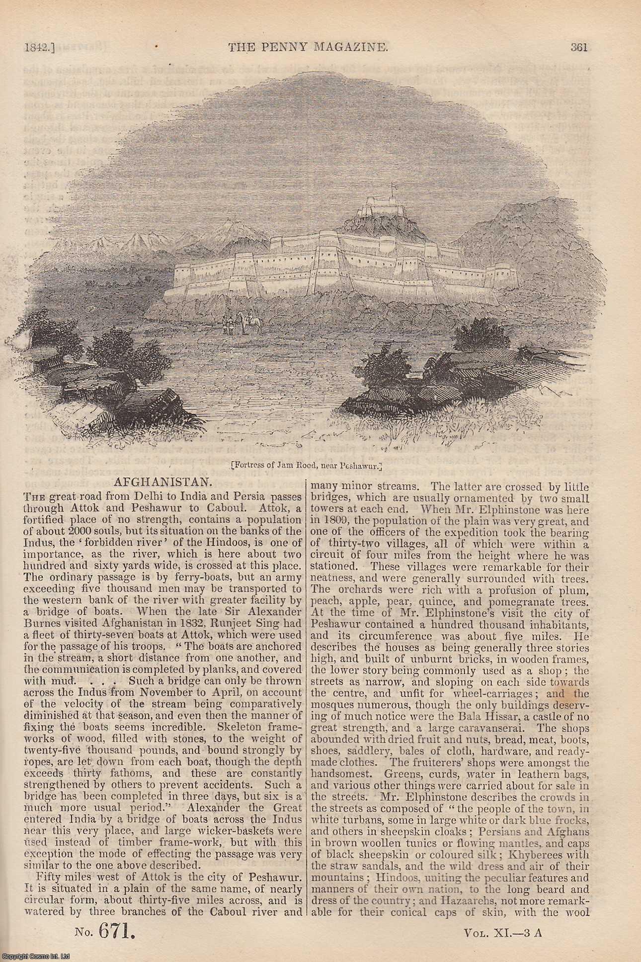 ---. - Coventry Mysteries; Afghanistan (part 2); Cosmoramas, Dioramas, and Panoramas; Rivers, Geographically Considered (part 4), etc. Issue No. 671, 1842. A complete rare weekly issue of the Penny Magazine, 1842.