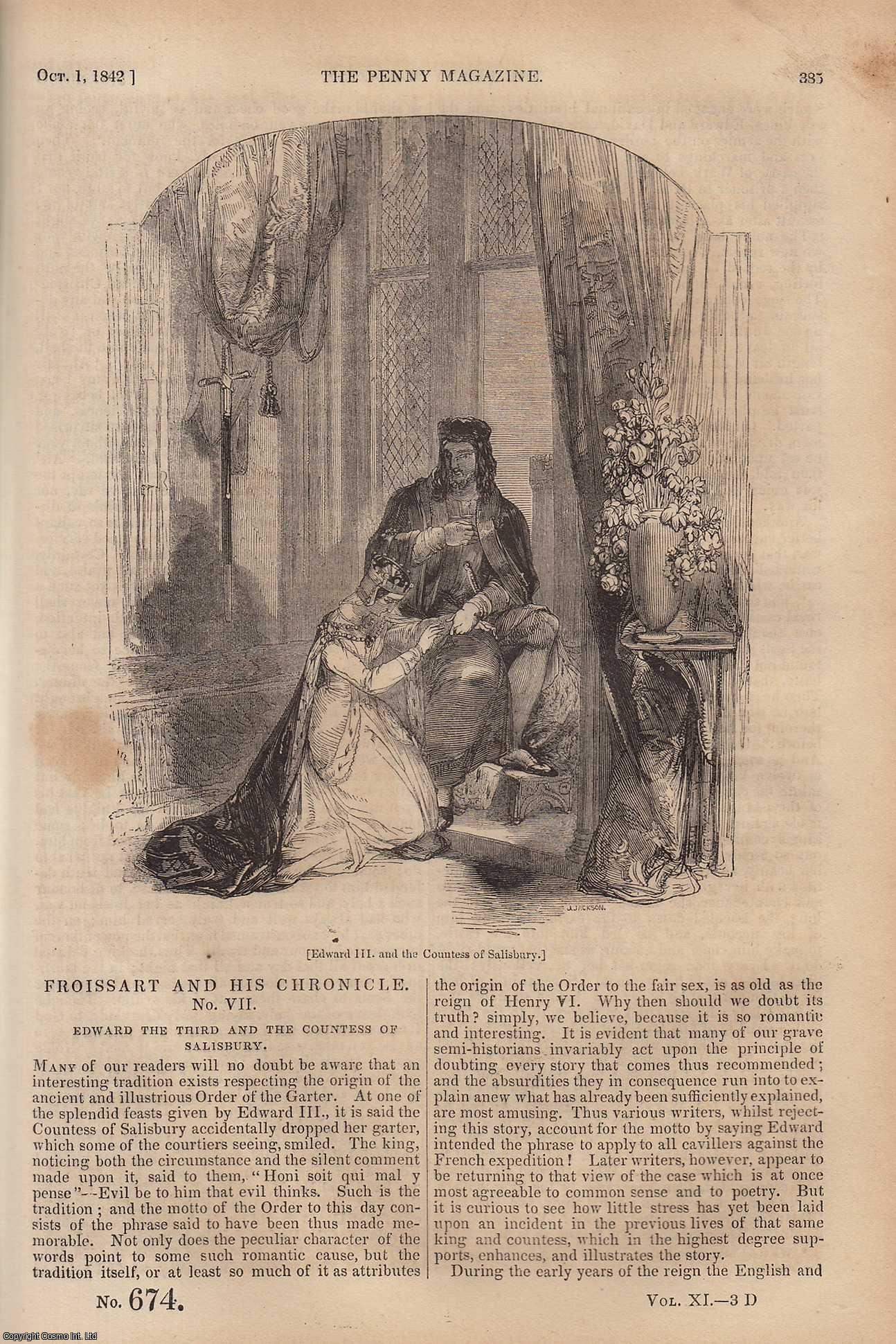 ---. - Edward The Third and The Countess of Salisbury; The Maple Tree (Acer Campestrus); Inscriptions on The Statue of Memnon; Level Lines, and The Process of Levelling, etc. Issue No. 674, 1842. A complete rare weekly issue of the Penny Magazine, 1842.