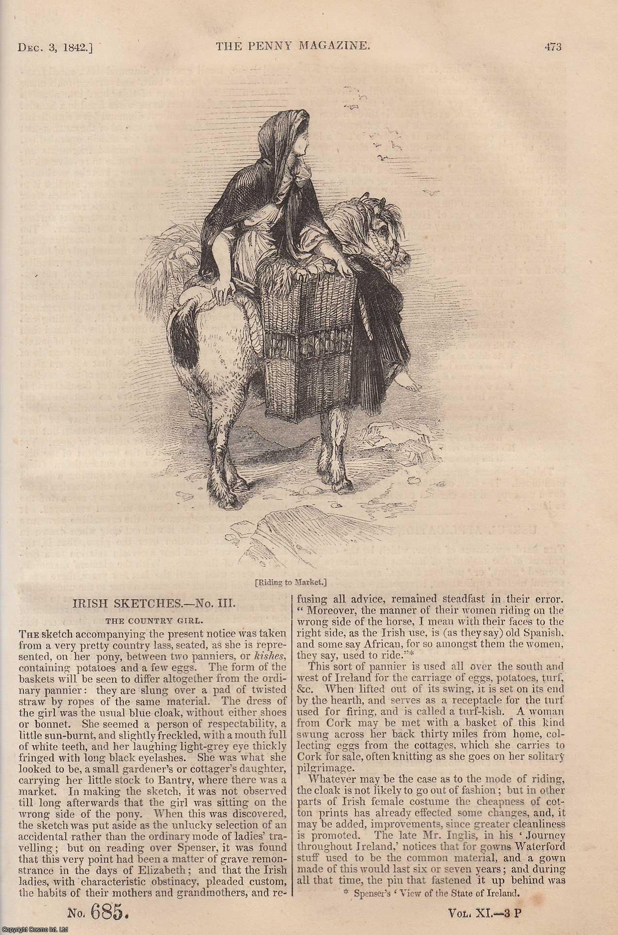 ---. - The Char (Salmon) (Salmo alpinus); Useful Applications of Gems; Plants Used in Dyeing Yellow, etc. Issue No. 685, 1842. A complete rare weekly issue of the Penny Magazine, 1842.