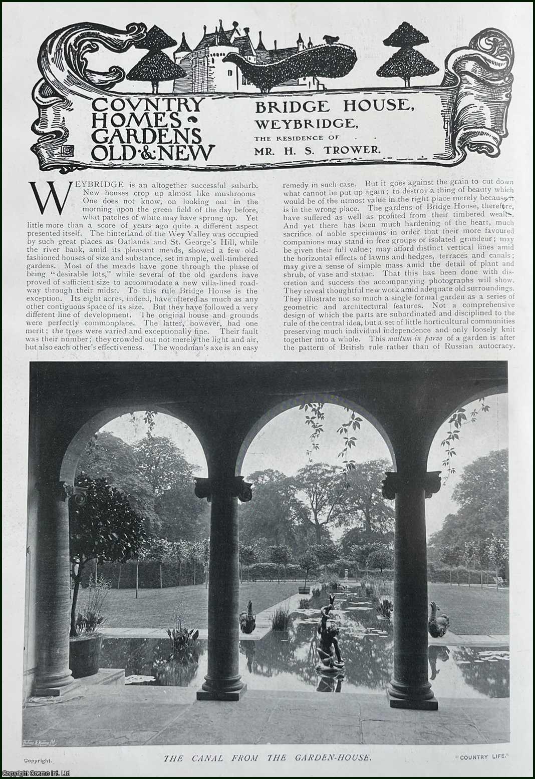 Country Life Magazine - Bridge House, Weybridge. Several pictures and accompanying text, removed from an original issue of Country Life Magazine, 1908.