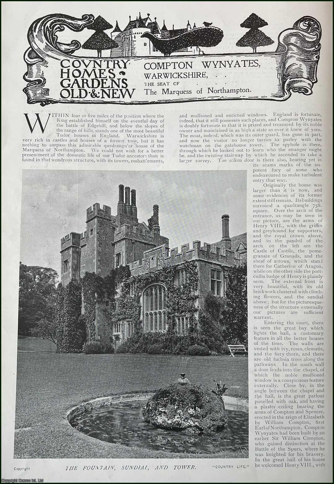 Country Life Magazine - 1901. Compton Wynyates, Warwickshire. Several pictures and accompanying text, removed from an original issue of Country Life Magazine, 1901.