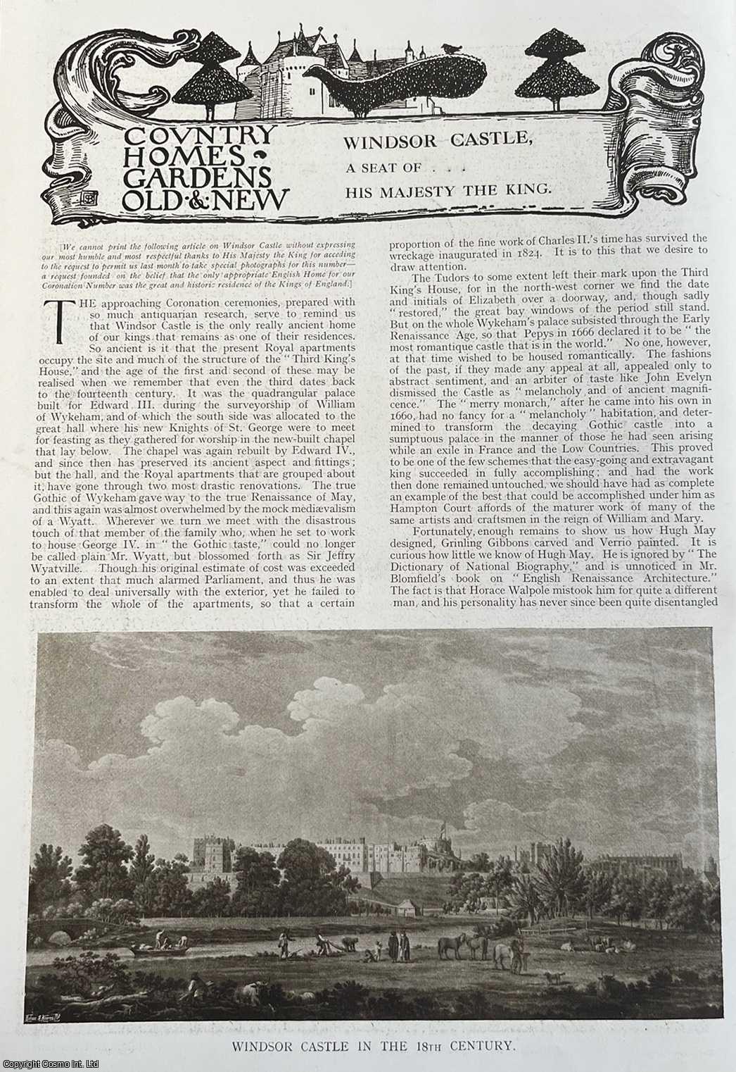 Country Life Magazine - Windsor Castle. A Seat of His Majesty The King. Several pictures and accompanying text, removed from an original issue of Country Life Magazine, 1911.