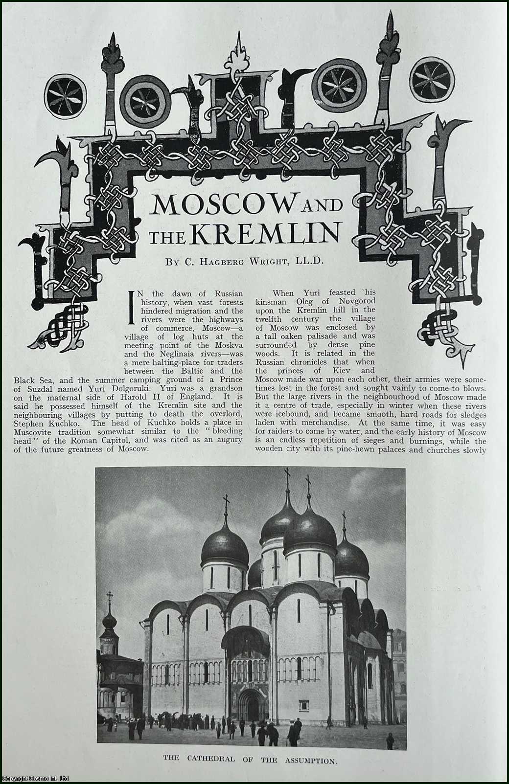 Country Life Magazine - Moscow & The Kremlin. Includes a large water-colour plate of the Kremlin & Church of Vasili Blageny. Several pictures and accompanying text, removed from an original issue of Country Life Magazine, 1916.