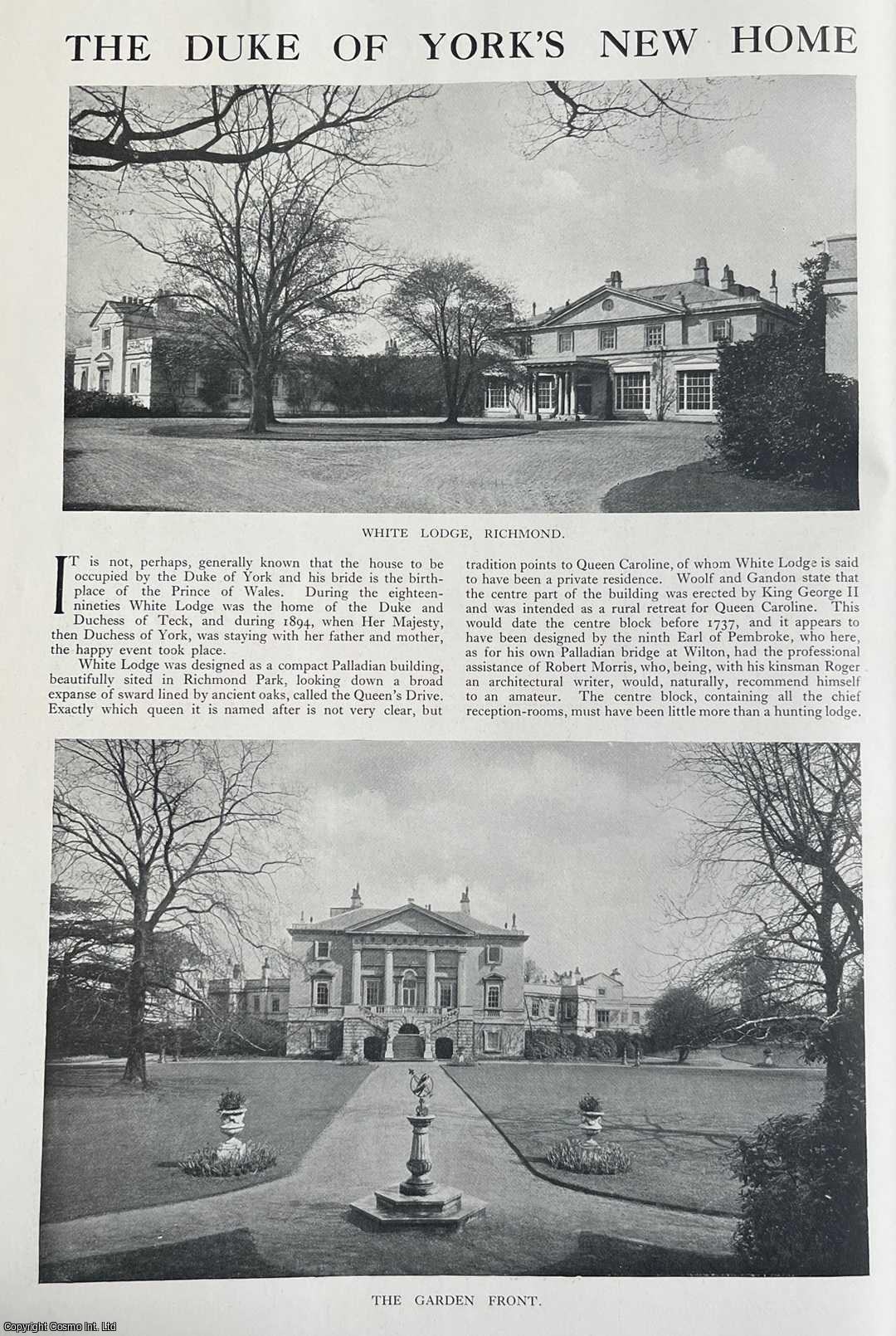 Country Life Magazine - The Duke of York's New Home, Richmond. Several pictures and accompanying text, removed from an original issue of Country Life Magazine, 1923.