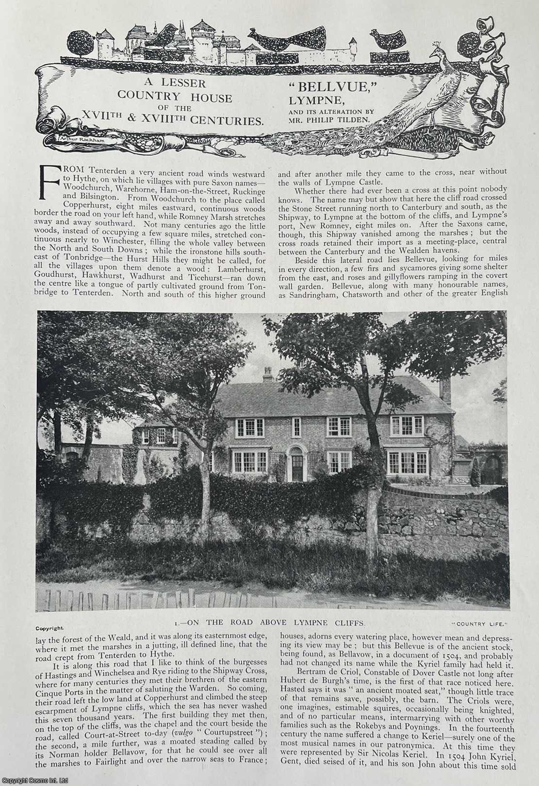 Country Life Magazine - Bellevue, Lympne, & its Alteration by Mr. Philip Tilden. Several pictures and accompanying text, removed from an original issue of Country Life Magazine, 1923.