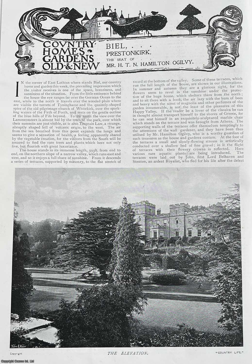 Country Life Magazine - Biel, Prestonkirk. The Seat of Mr. H.T.N. Hamilton Ogilvy. Several pictures and accompanying text, removed from an original issue of Country Life Magazine, 1902.
