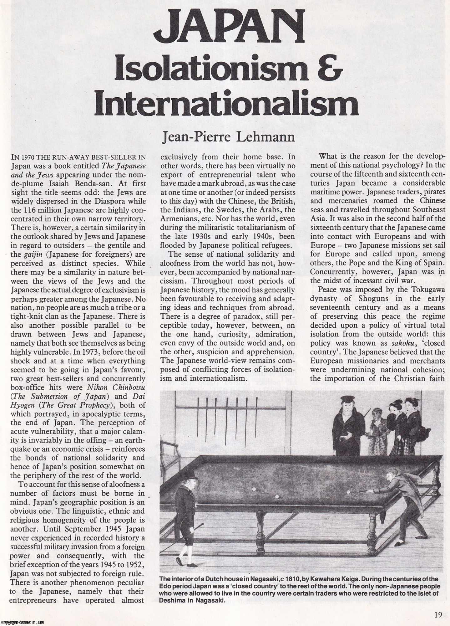 Jean-Pierre Lehmann - Japan : Isolationism & Internationalism. An original article from History Today 1982.