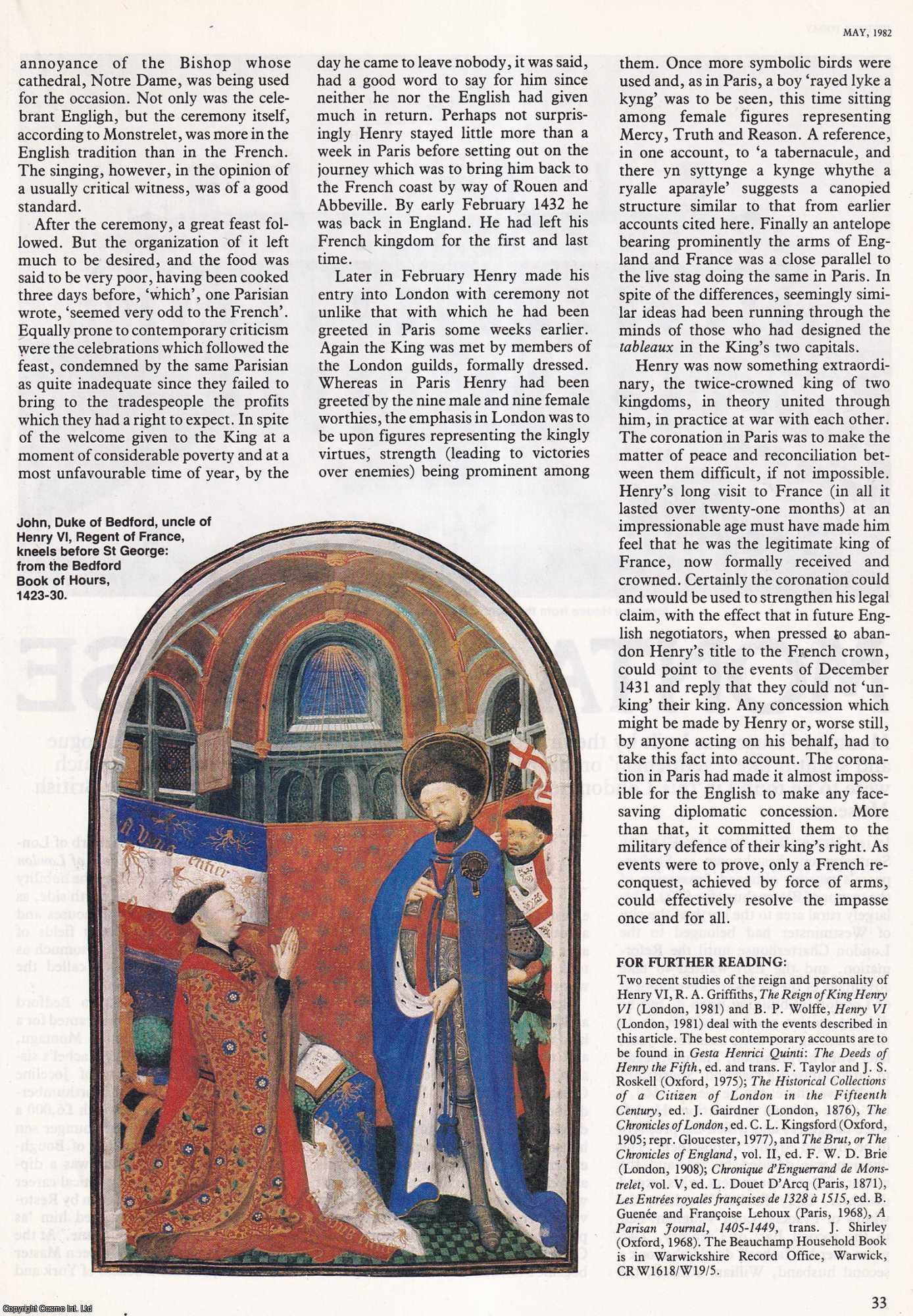 Dorothy Styles & C.T. Allmand - The Coronations of Henry VI. An original article from History Today 1982.