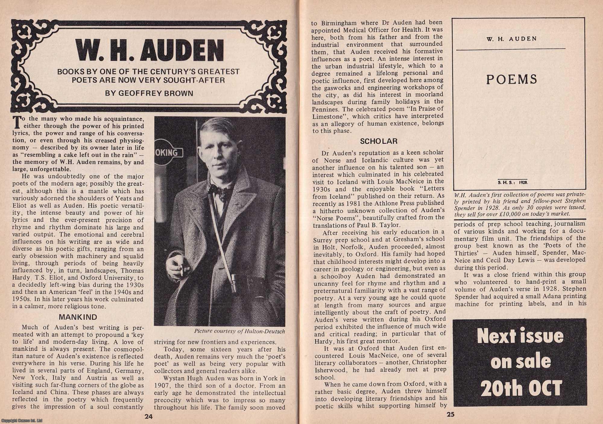 Geoffrey Brown - W.H. Auden. This is an original article separated from an issue of The Book & Magazine Collector publication, 1989.