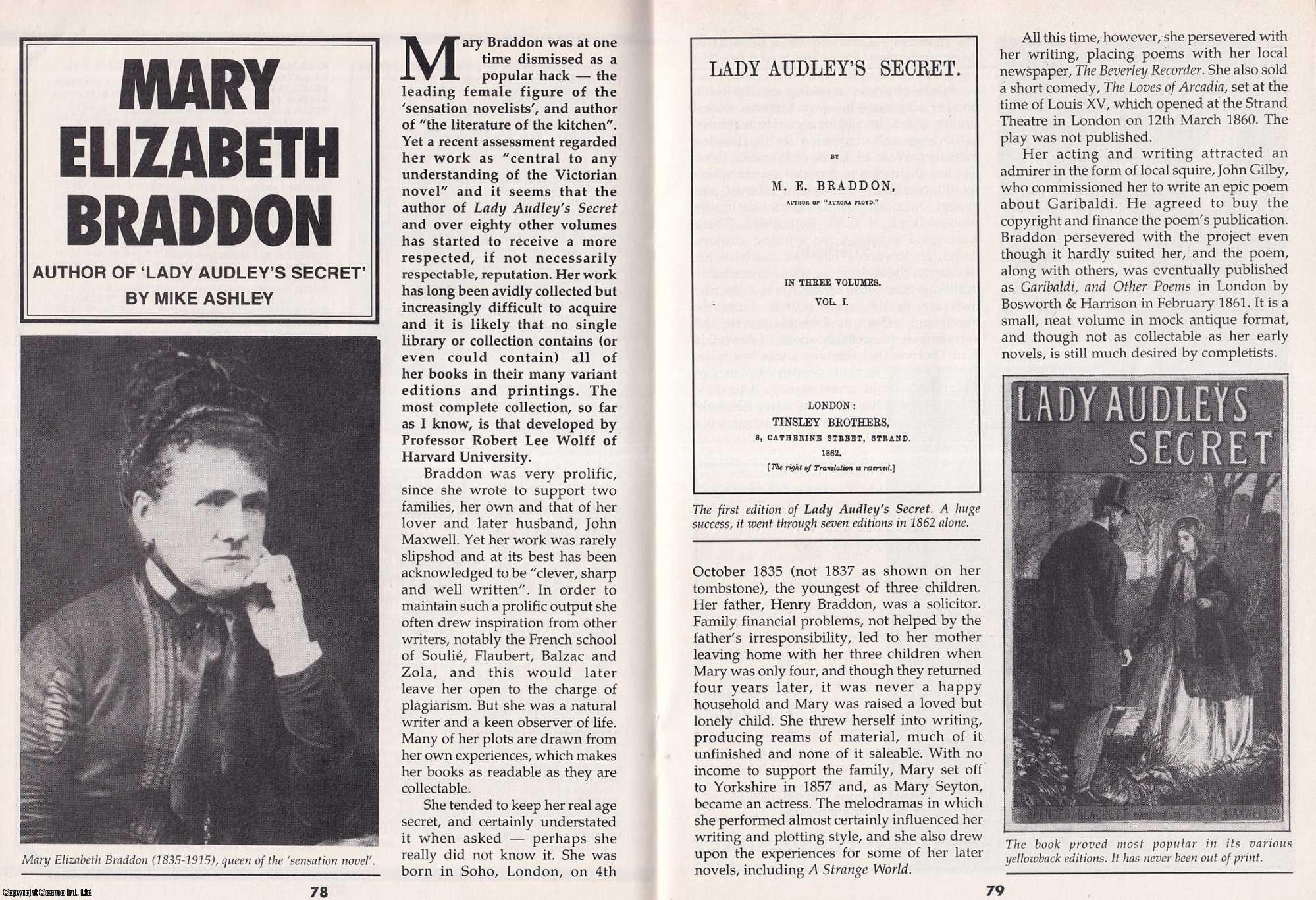 Mike Ashley - Mary Elizabeth Braddon, author. This is an original article separated from an issue of The Book & Magazine Collector publication, 2000.