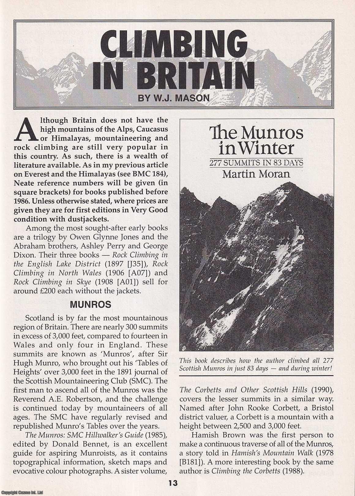W.J. Mason - Climbing in Britain. This is an original article separated from an issue of The Book & Magazine Collector publication, 2001.