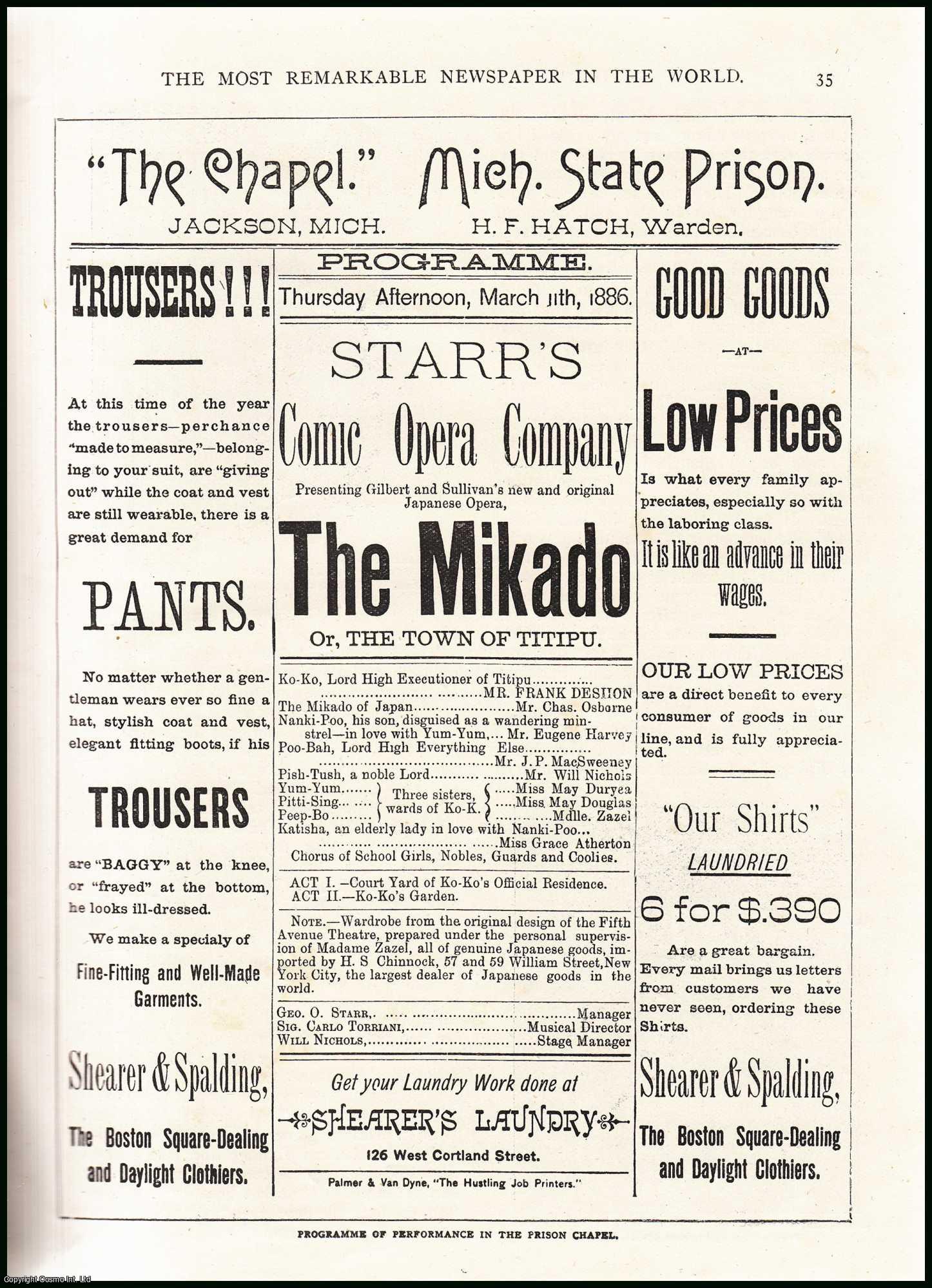 George O. Starr. - The Most Remarkable Newspaper in the World, Prison Newspaper. An uncommon original article from the Wide World Magazine, 1898.