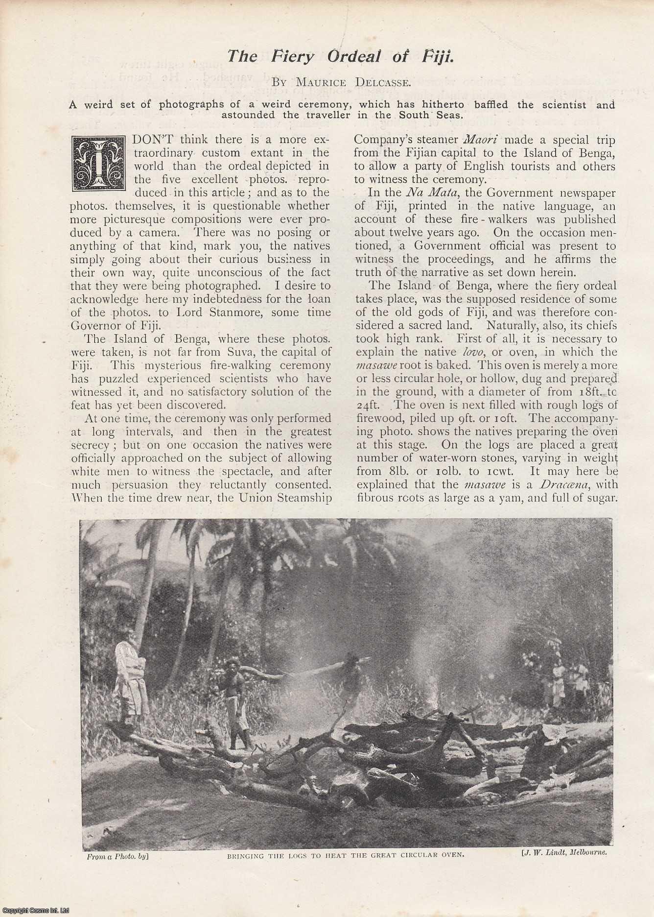 Maurice Delcasse - The Fiery Ordeal of Fiji : fire walkers of Fiji. An uncommon original article from the Wide World Magazine, 1898.