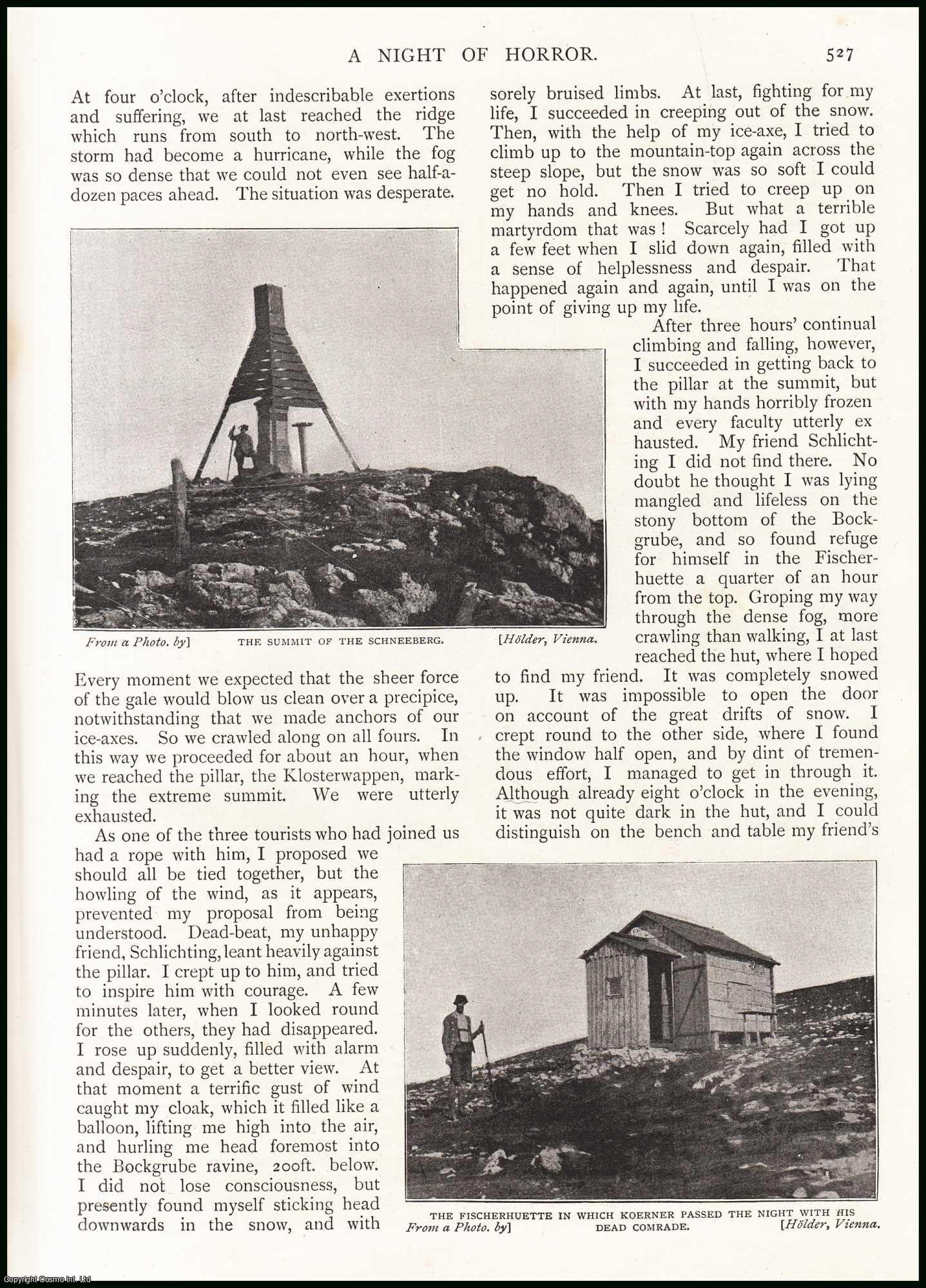 L. H. Eisenmann - A Night of Horror; or, the Tragedy of the Schneeberg. Mountaineering in Austria. An uncommon original article from the Wide World Magazine, 1898.