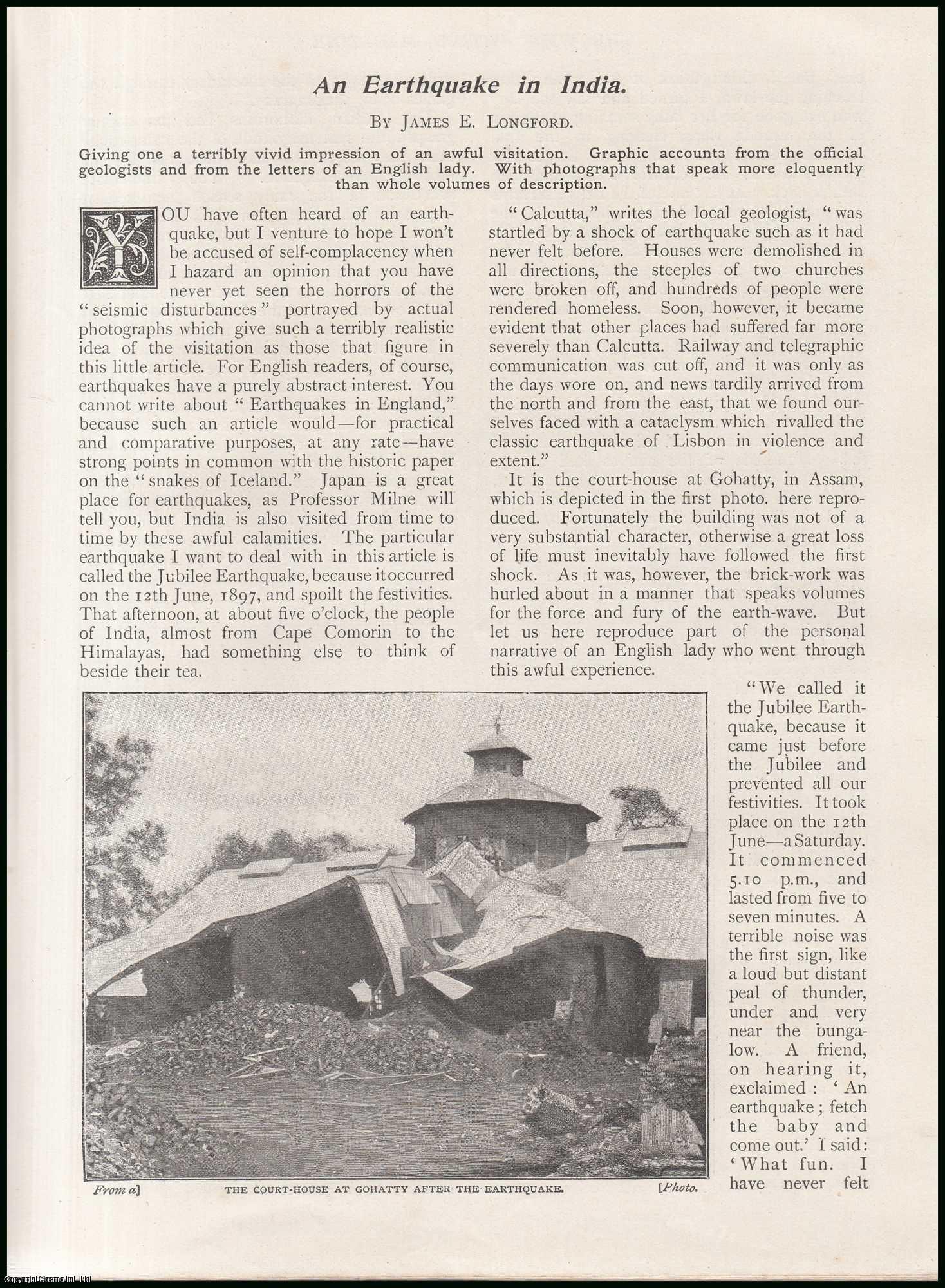 James E. Longford - An Earthquake in India : An account of the Indian Earthquake of 12 June 1897 from the official geologists and from letters of an English lady. An uncommon original article from the Wide World Magazine, 1898.