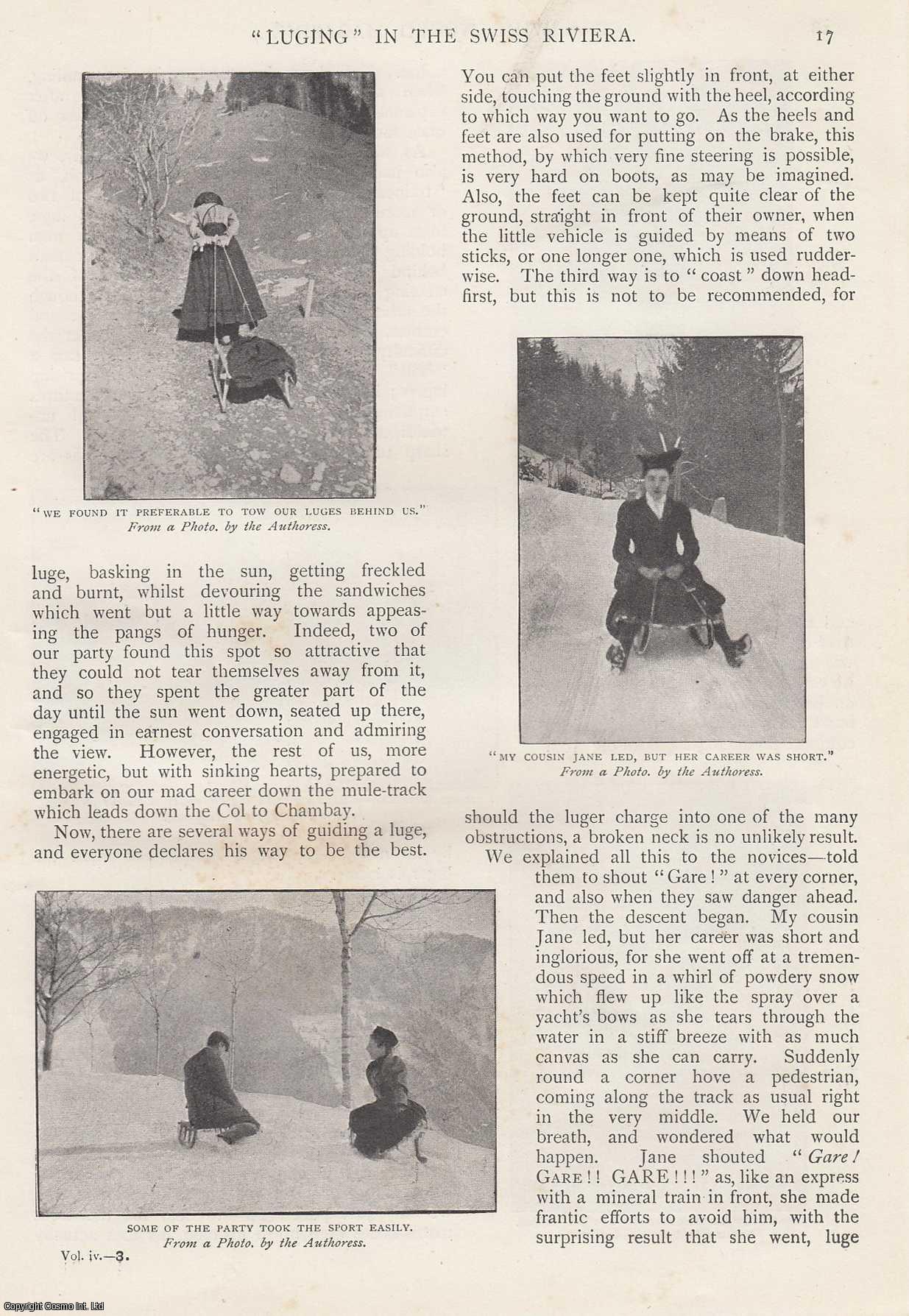 Mary C. Fair - Luging in the Swiss Riviera, Montreux. [Sledges]. An uncommon original article from the Wide World Magazine, 1899.