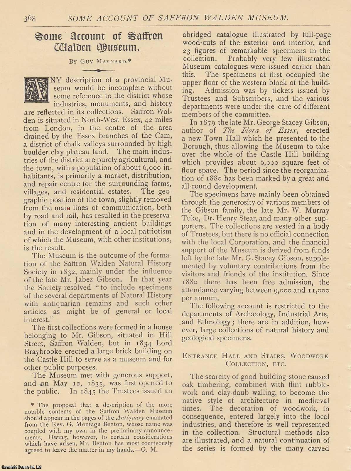 Guy Maynard - Some Account of Saffron Walden Museum. An original article from The Antiquary Magazine, 1915.