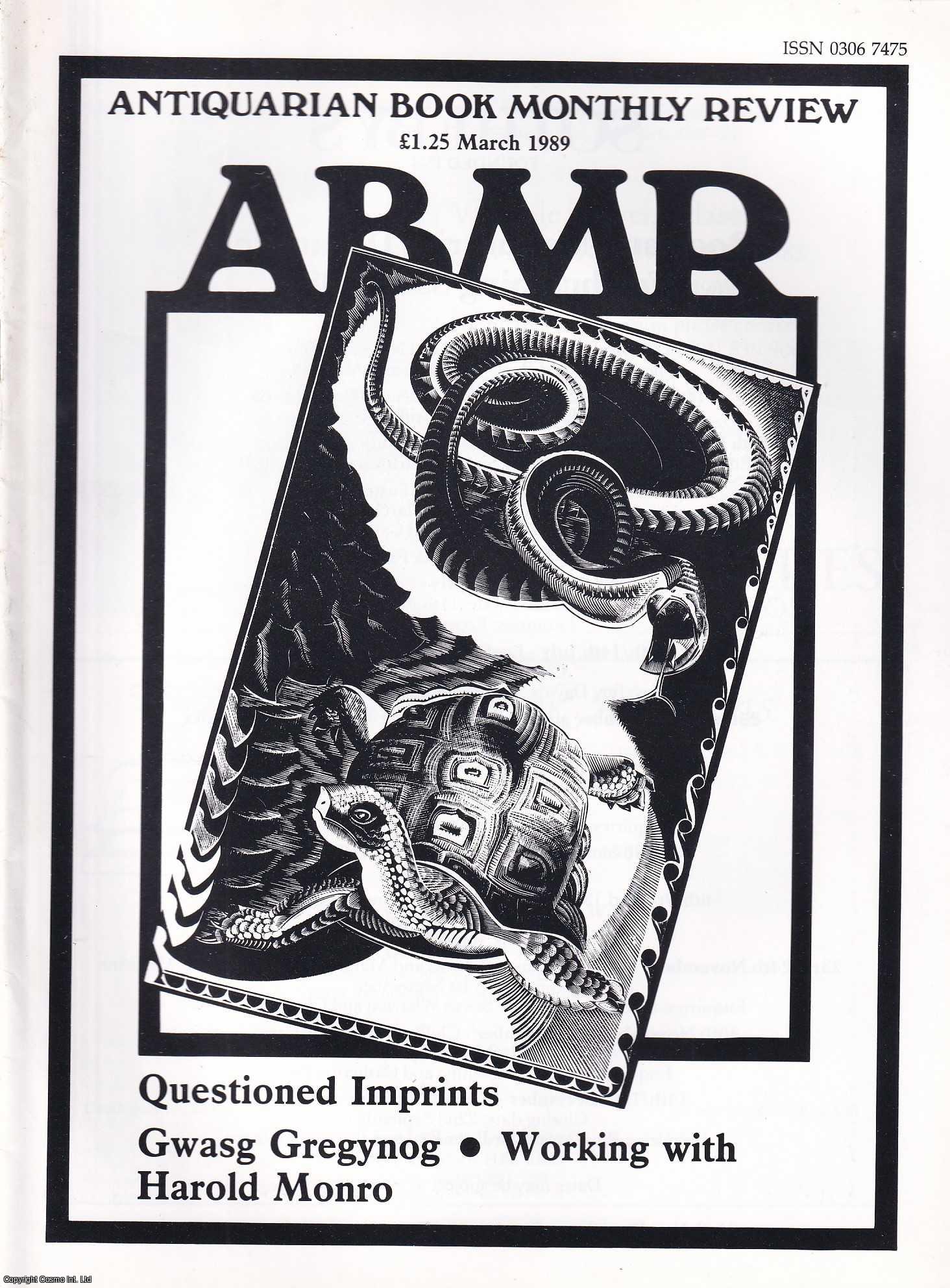 Mary Oldham - Gwasg Gregynog, The Next Ten Years. The Gregynog Press Re-Established. An original article contained in a complete monthly issue of the Antiquarian Book Monthly Review (ABMR), 1989.