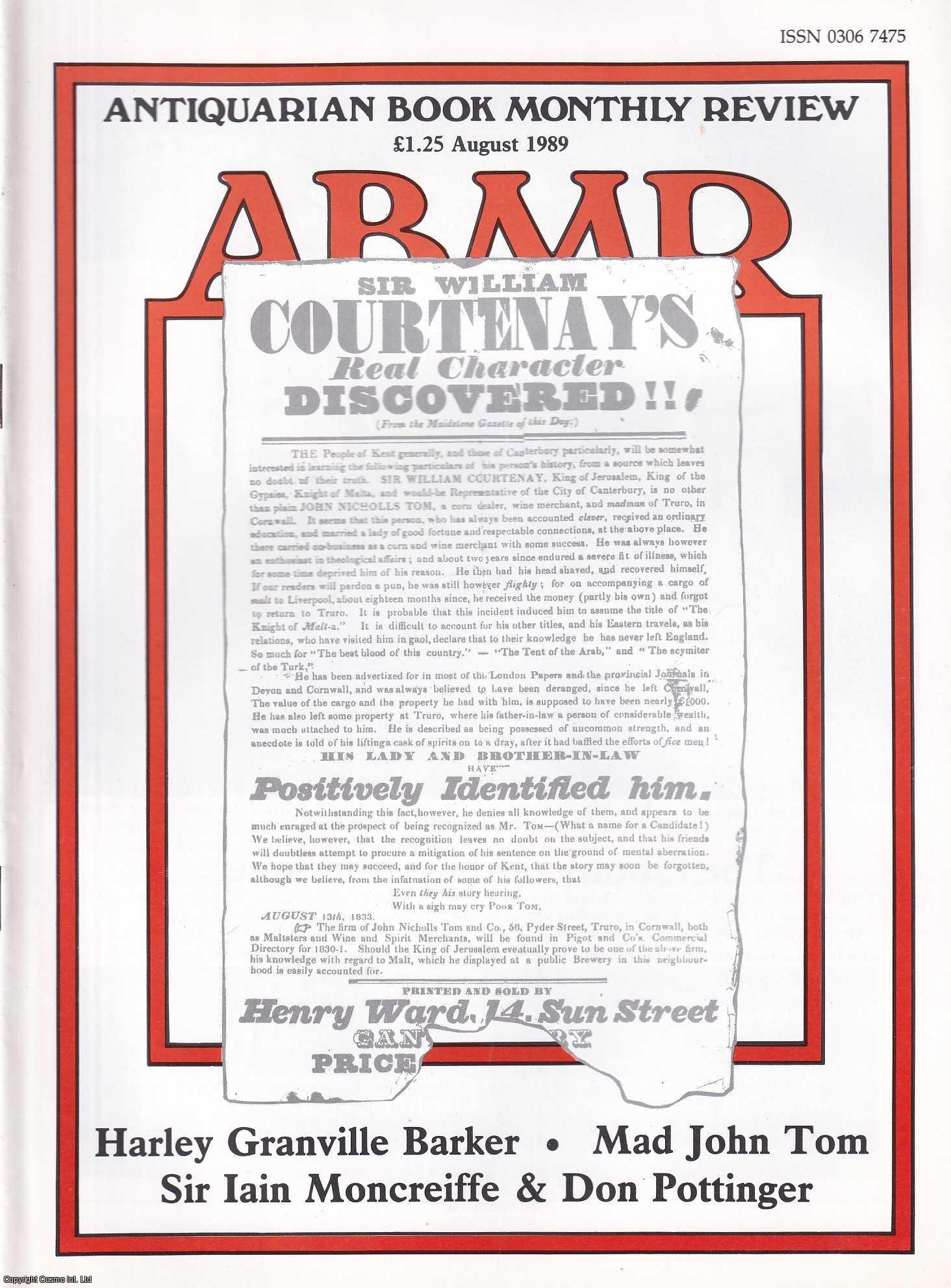 Graham Hudson - Mad John Tom. Sir William Courtenay. An original article contained in a complete monthly issue of the Antiquarian Book Monthly Review (ABMR), 1989.