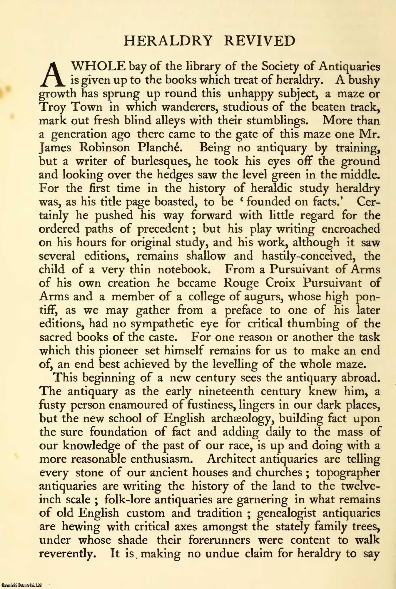 Oswald Barron - Heraldry Revived. An original article from The Ancestor, a Quarterly Review of County & Family History, Heraldry and Antiquities, 1902.
