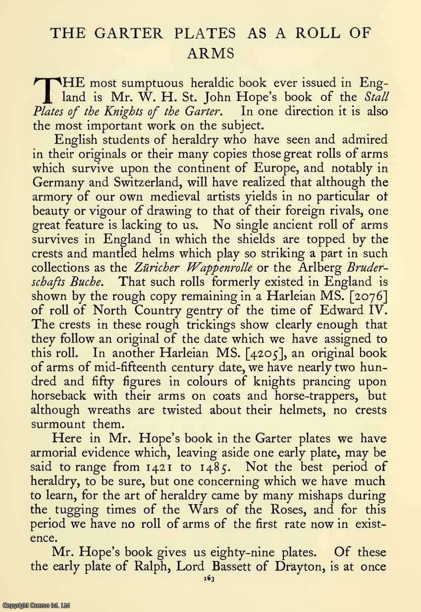Oswald Barron - The Garter Plates As A Roll Of Arms (illustrated). An original article from The Ancestor, a Quarterly Review of County & Family History, Heraldry and Antiquities, 1902.