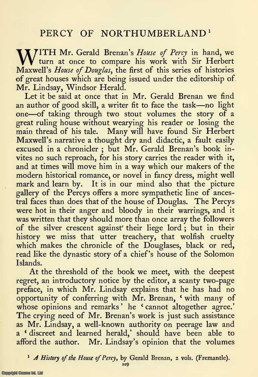 Oswald Barron - Percy of Northumberland. An original article from The Ancestor, a Quarterly Review of County & Family History, Heraldry and Antiquities, 1902.