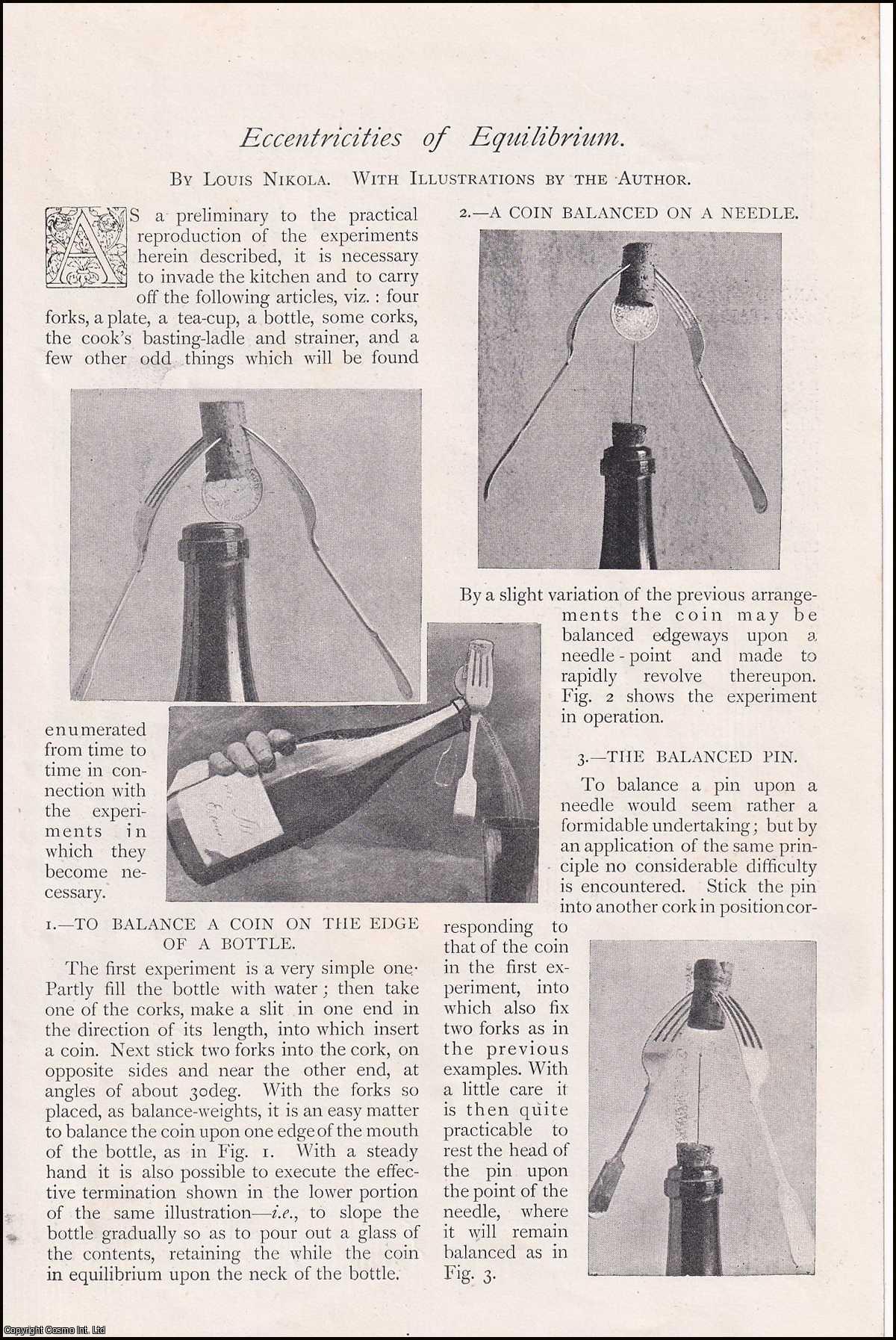 Louis Nikola - Eccentricities of Equilibrium. Balancing Household items with a Pin. An uncommon original article from The Strand Magazine, 1904.