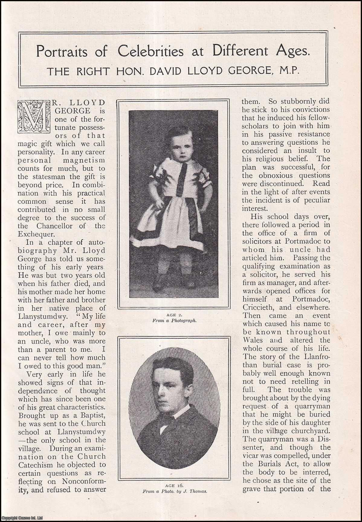 No Author Stated - The Right. Hon. David Lloyd George, M.P. Portraits of Celebrities at Different Ages. An uncommon original article from The Strand Magazine, 1908.