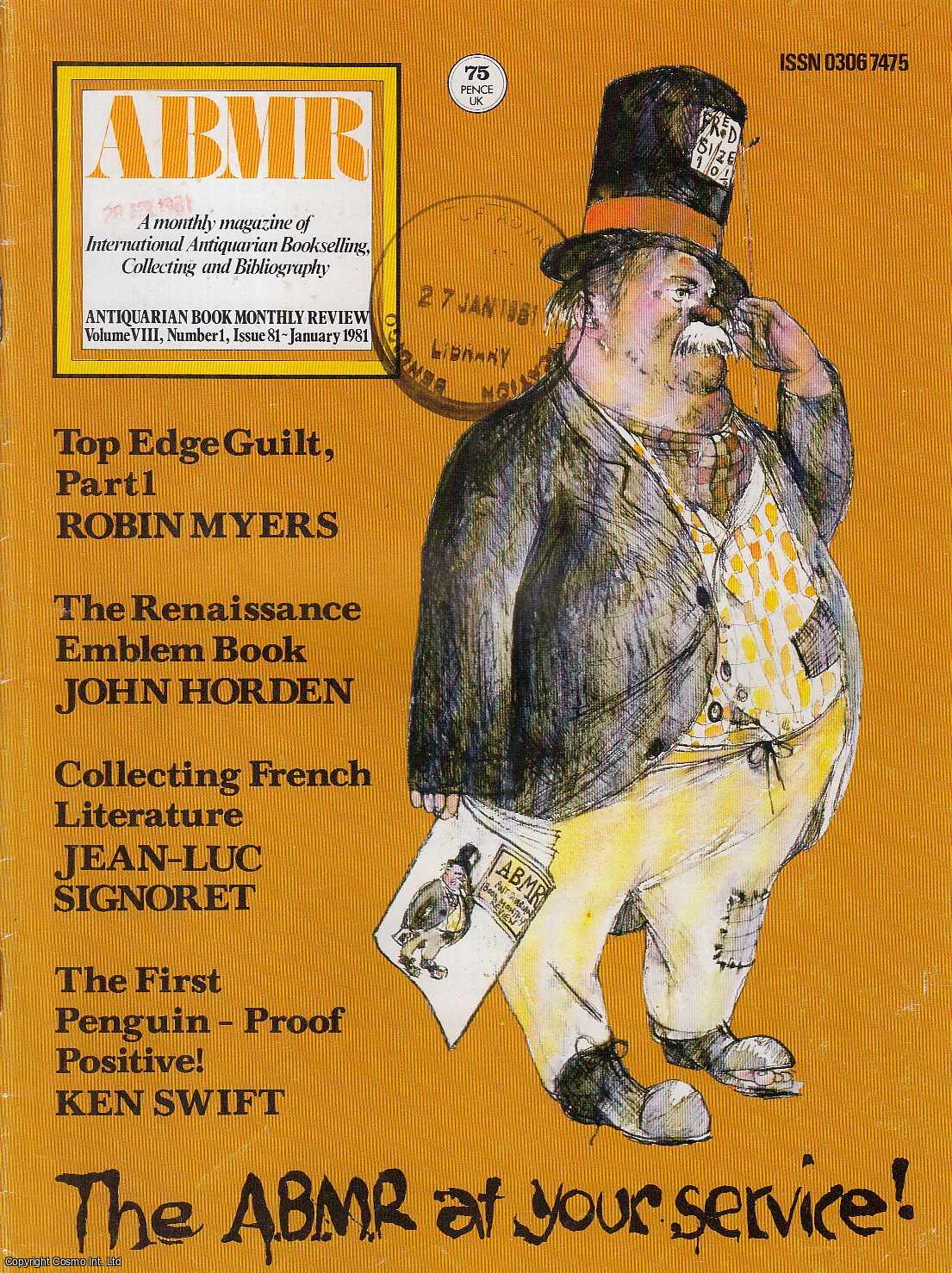 John Horden - The Renaissance Emblem Book. An original article contained in a complete monthly issue of the Antiquarian Book Monthly Review (ABMR), 1981.
