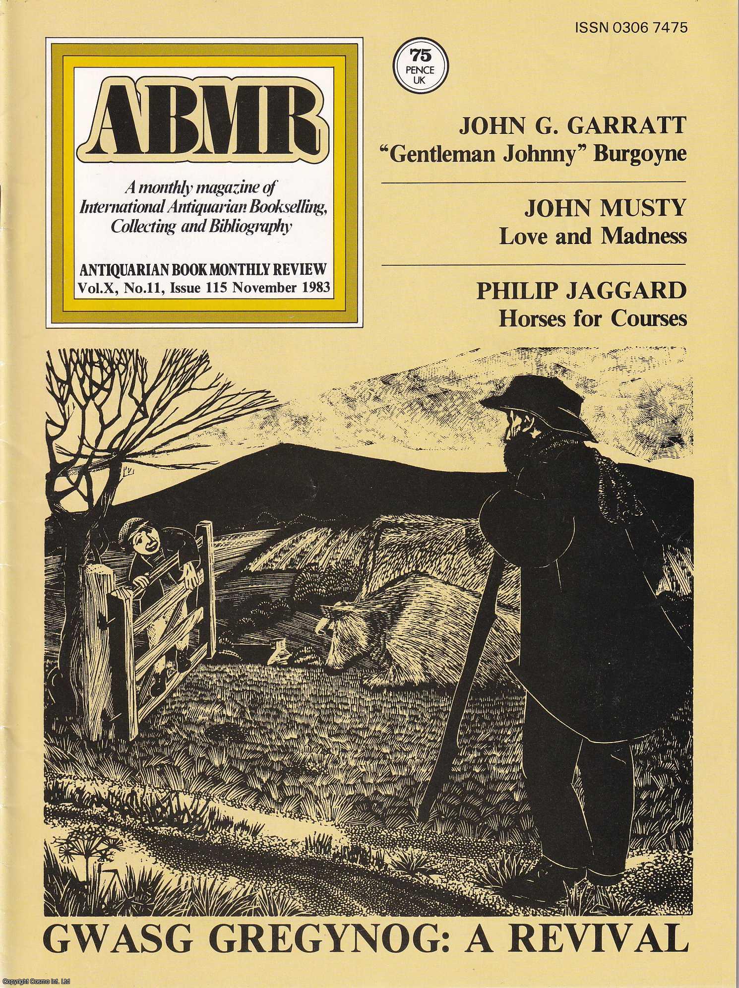 John Musty - Love and Madness, published by Kearsley. An original article contained in a complete monthly issue of the Antiquarian Book Monthly Review (ABMR), 1983.