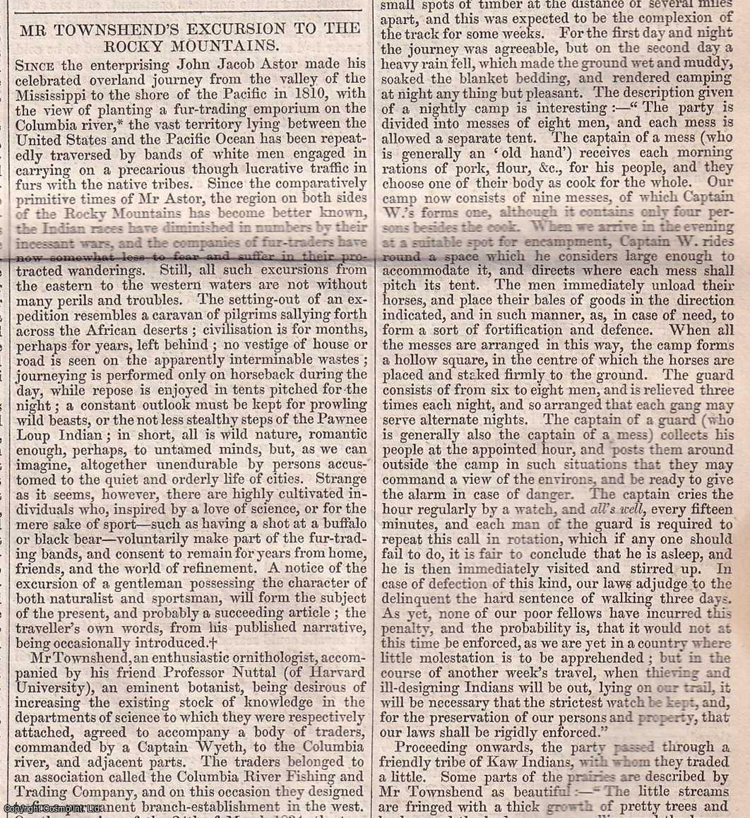 Chambers' Edinburgh Journal - Mr. Townshend's Excursion to the Rocky Mountains. An excerpt taken from his recent publication, describing the wild life, a meeting with Indians, etc.