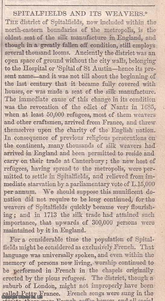Chambers' Edinburgh Journal - Spitalfields and its Weavers. Based on Dr. Mitchell's Parliamentary Report.