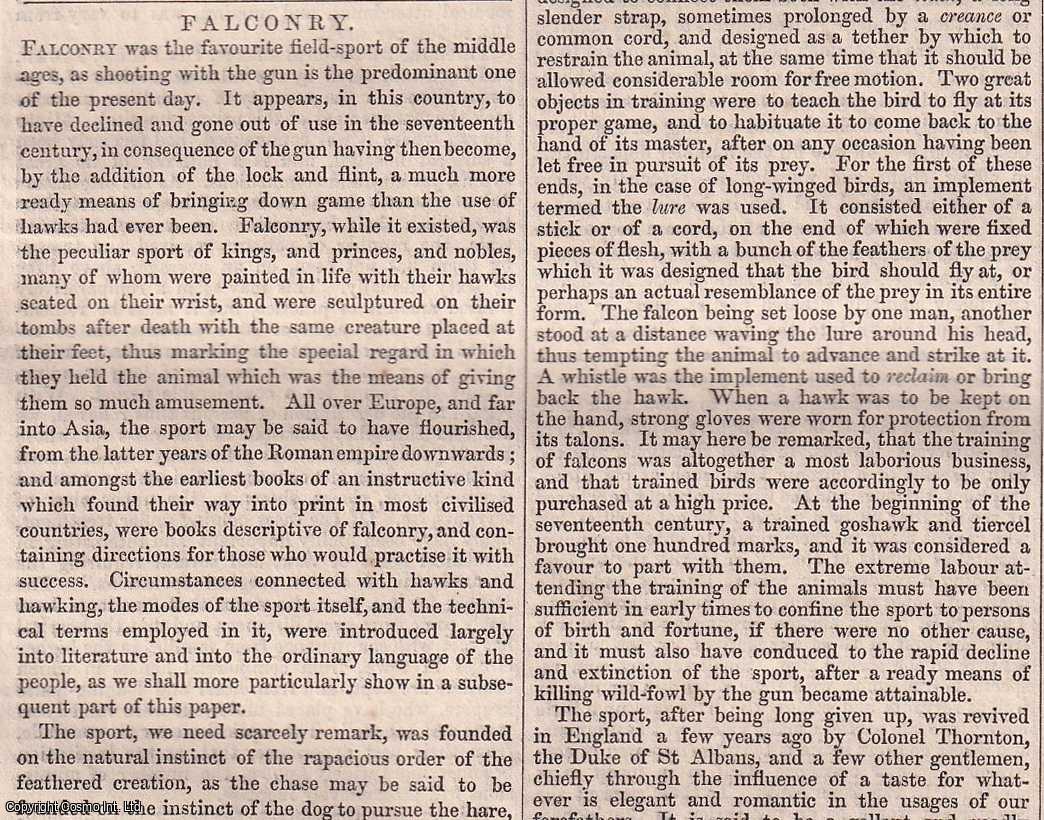 Chambers' Edinburgh Journal - On Falconry. Its history.