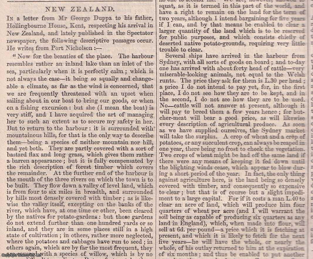 Chambers' Edinburgh Journal - New Zealand Emigration. A letter from George Duppa to his father in Kent.