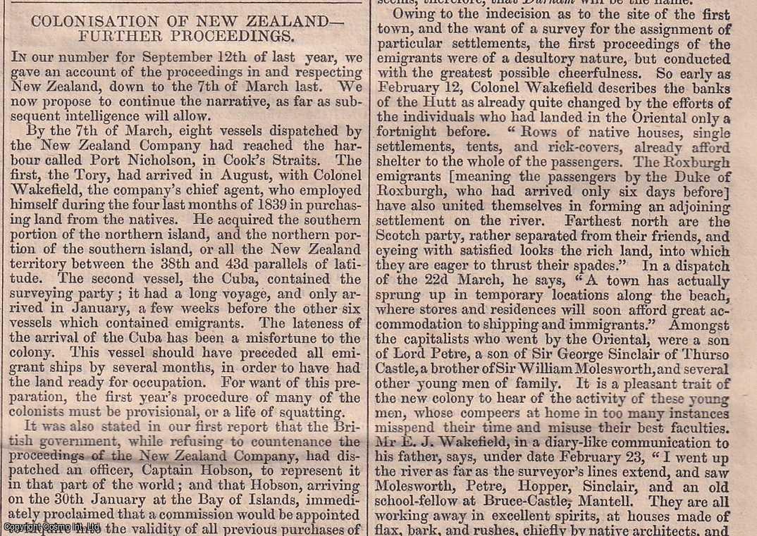 Chambers' Edinburgh Journal - Colonisation of New Zealand, 1841.