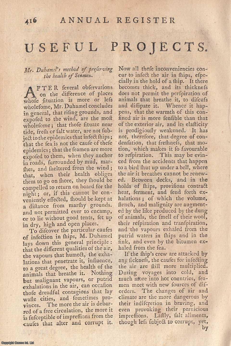 Edmund Burke - Mr. Duhamel's method of preserving the health of Seamen. An original article from the Annual Register for 1759.