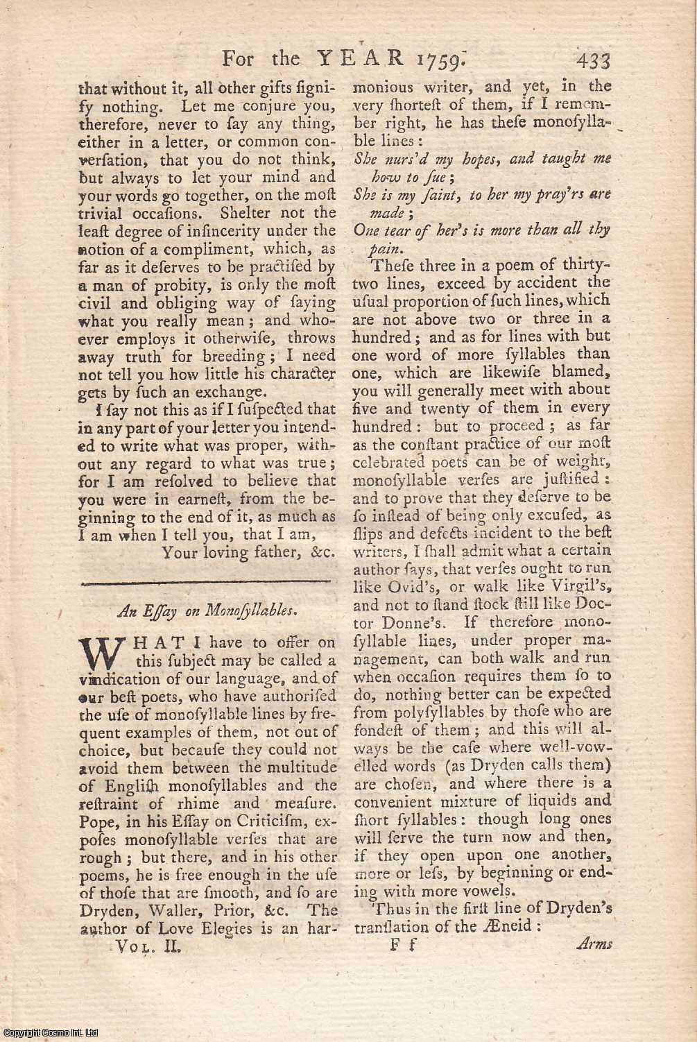 Edmund Burke - An Essay on Monosyllables. An original article from the Annual Register for 1759.