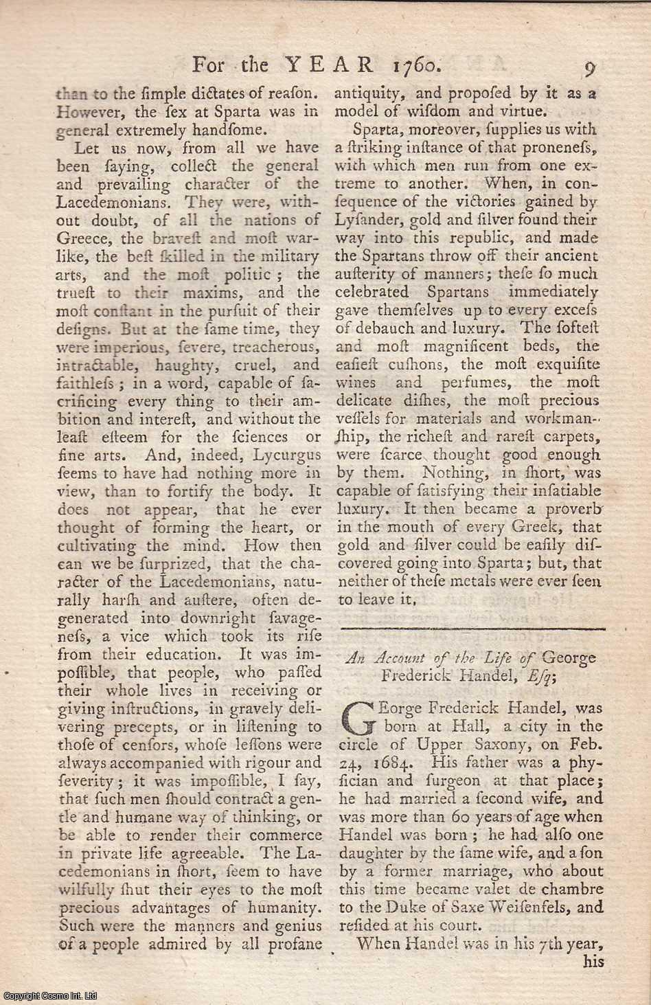 Edmund Burke - The Life of George Frederick Handel, Esq. An original article from the Annual Register for 1760.