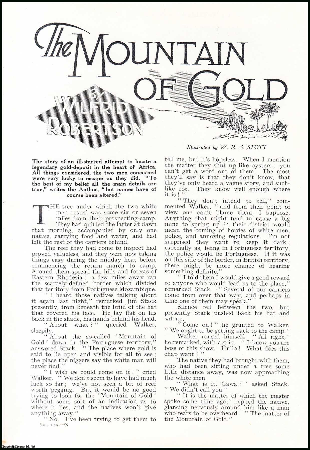 Wilfrid Roberton - The Mountain of Gold : an attempt to locate gold-deposit in Africa. An uncommon original article from the Wide World Magazine, 1932.