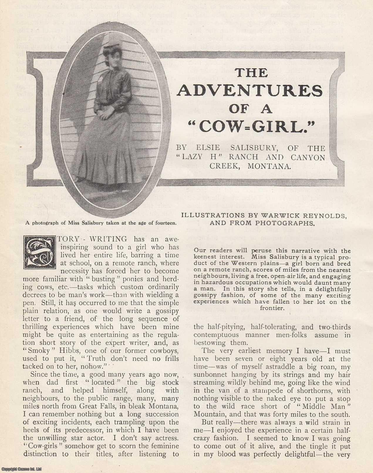 Elsie Salisbury, of the Lazy H Ranch & Canyon Creek, Montana - The Adventures of a Cow-Girl. 1911. This is an original article from the Wide World Magazine.