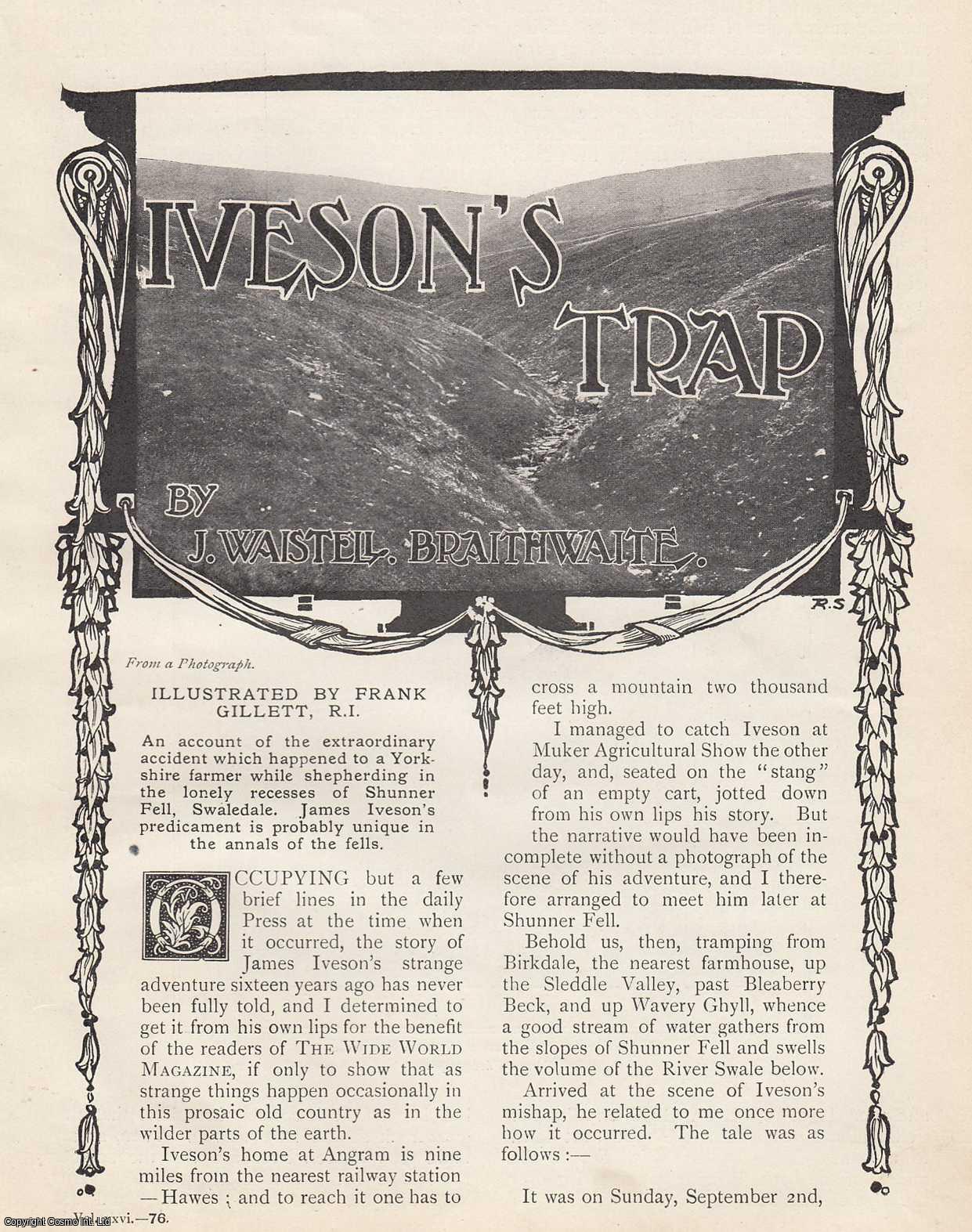 J. Waistel Braithwaite - Iveson's Trap. Shepherding in the Shunner Fell, Swaledale. 1911. This is an original article from the Wide World Magazine.