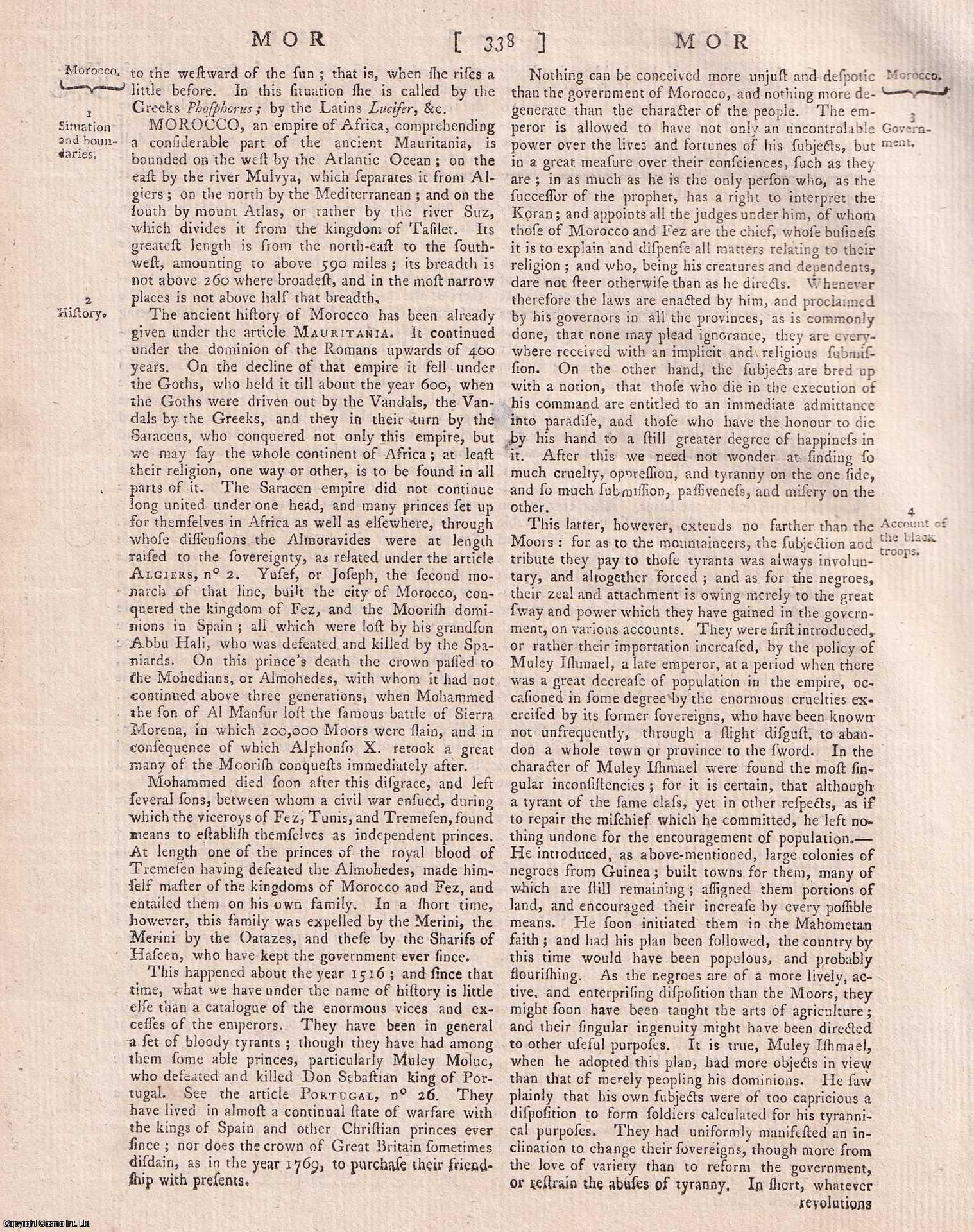 George Gleig (editor) - Morocco. An Empire of Africa. A rare original article from the Encyclopaedia Britannica, Dublin Edition 1797.