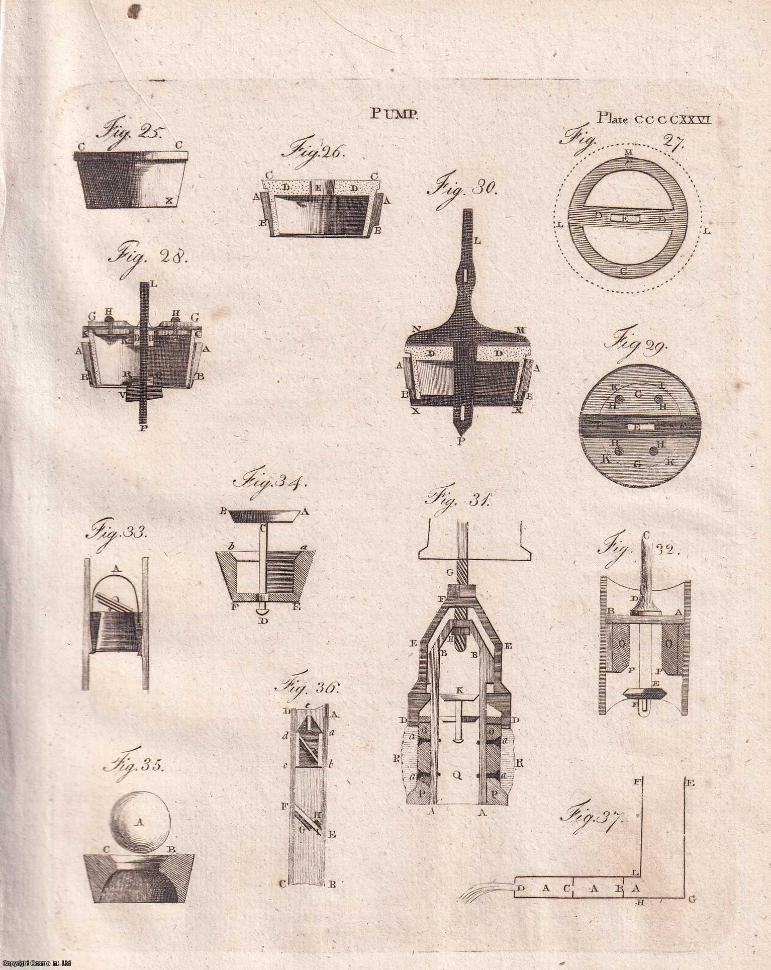 George Gleig (editor) - Pumps; hydraulic machines for raising water. An essay with 3 engraved copper plates. A rare original article from the Encyclopaedia Britannica, Dublin Edition 1797.