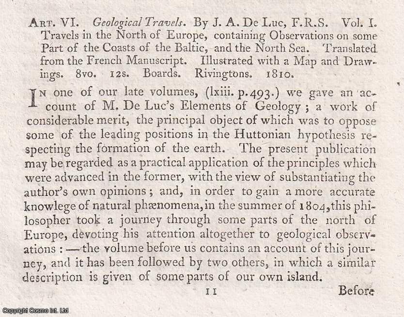 Author Not Stated - Geological Travels, by J.A. Deluc, F.R.S. An original essay from the Monthly Review, 1812. No author is given for this article.