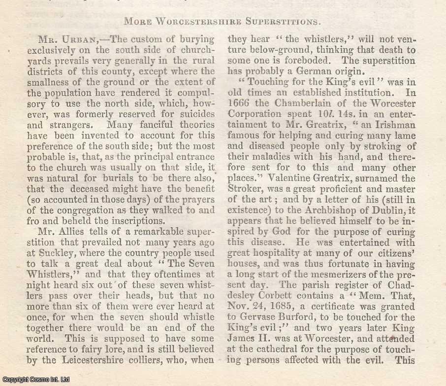 Gentleman's Magazine - More Worcestershire Superstitions, by J. Noake. An original essay from The Gentleman's Magazine, 1856.