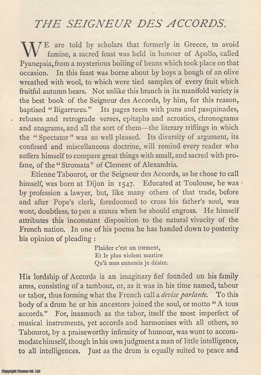 Gentleman's Magazine - Etienne Tabourot, the Seigneur des Accords, by James Mew. An original essay from The Gentleman's Magazine, 1884.